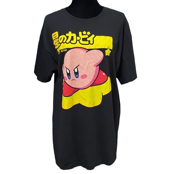 Nintendo Kirby Warp Star Black T-Shirt Large Japanese Graphic Tee Gamer - Picture 2 of 7